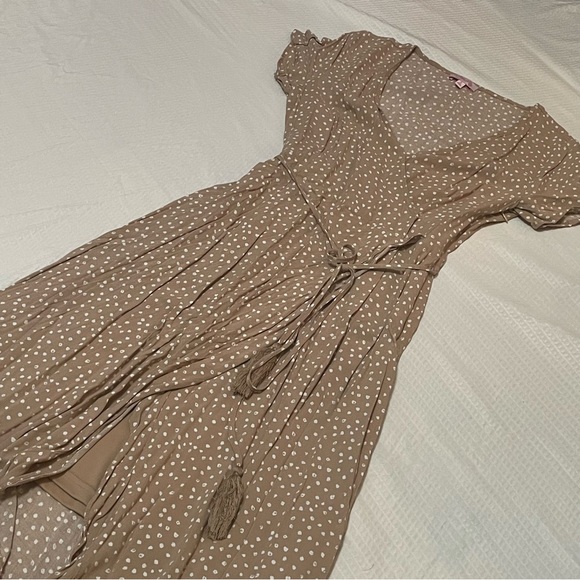 Pink Lily Beige Polka Dot High Low Dress - Picture 2 of 7